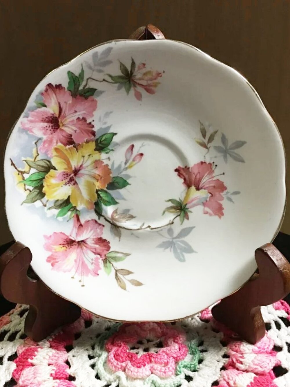 Royal Standard England Azalea Bone China Spare Saucer Replacement Gold Trim